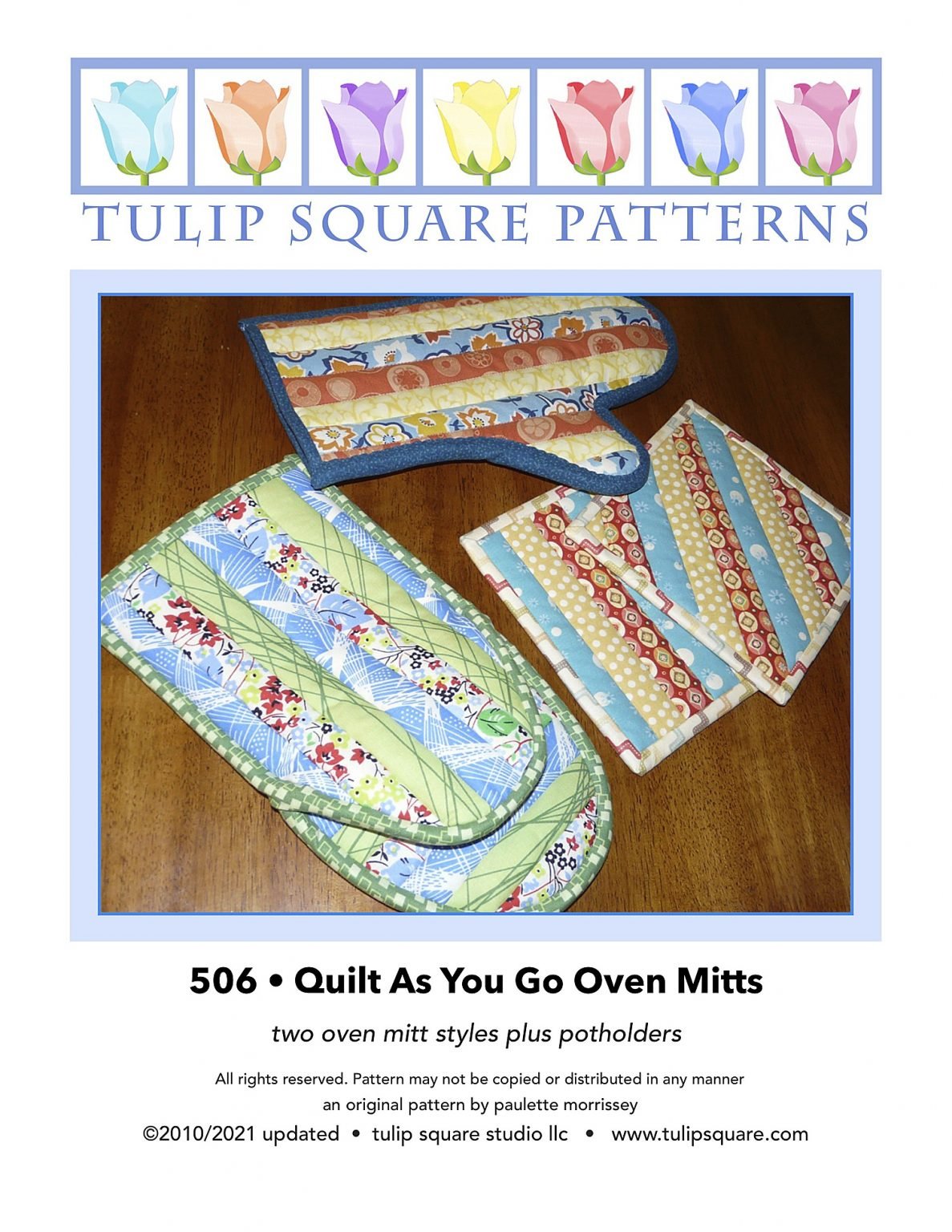 Quilt As You Go Oven Mitts Quilted Kitchen Pattern 506 Tulip Square