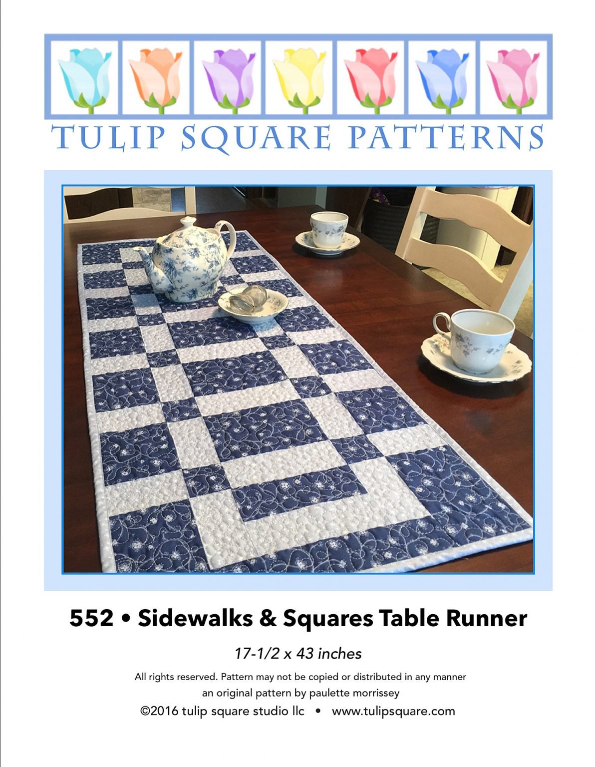 Sidewalks and Squares Quilted Table Runner Pattern #552 - Tulip Square ...