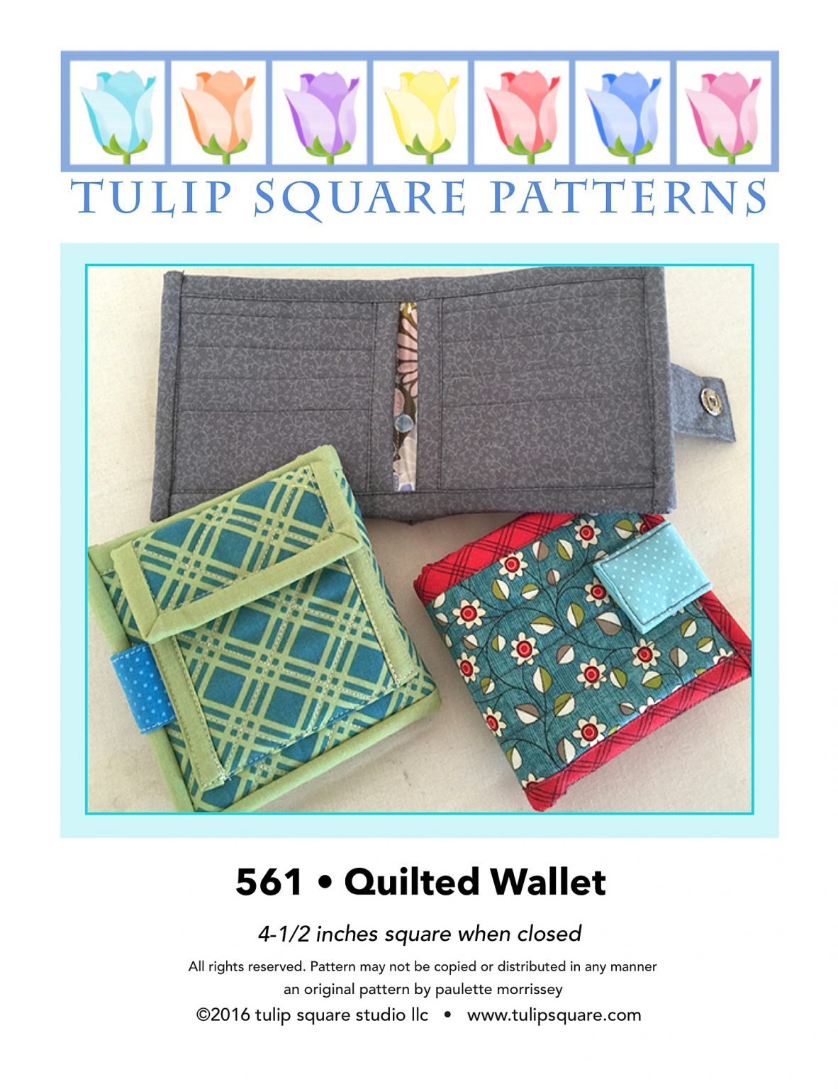 Quilted Bifold Wallet With Pocket Sewing Pattern 561 Tulip Square Patterns for useful