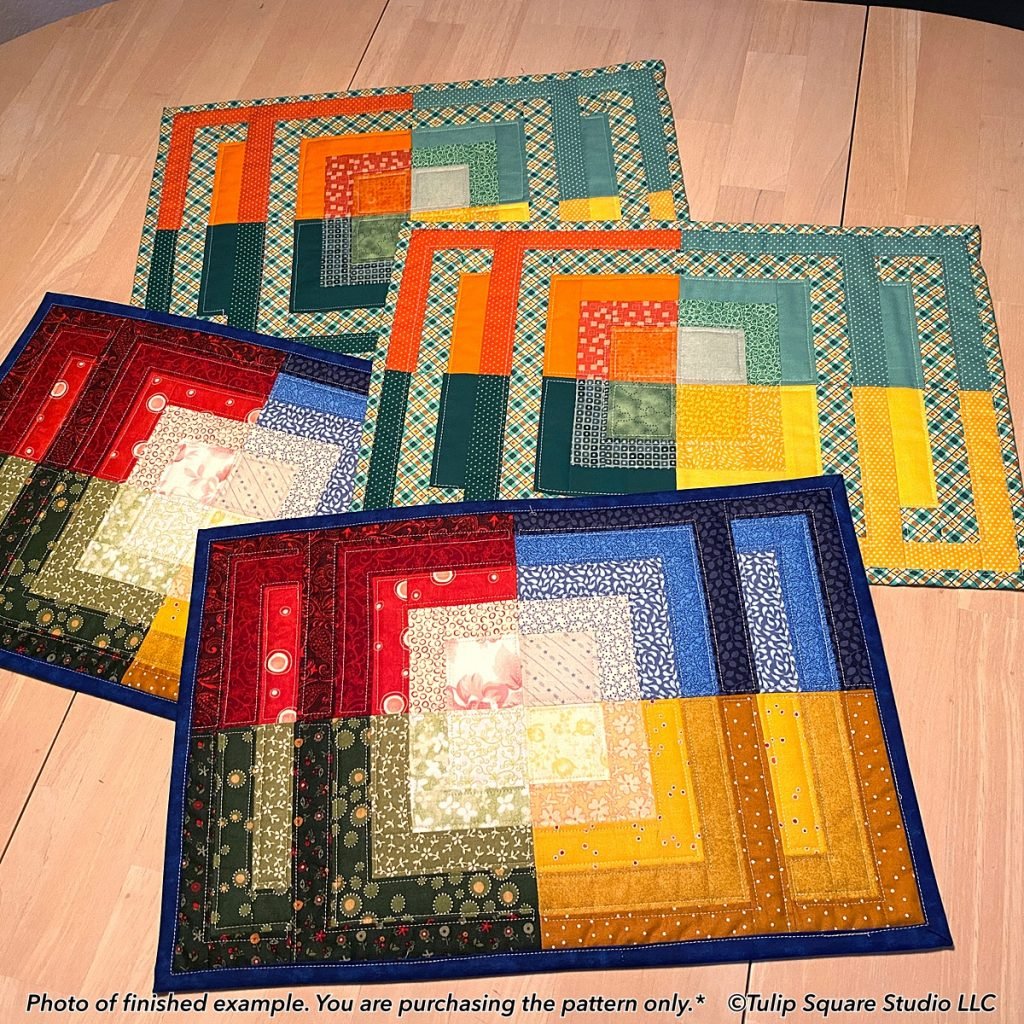 Four Square Meals Quilted Placemat Pattern 579 Tulip Square ~ Patterns For Useful Quilted Goods 7627