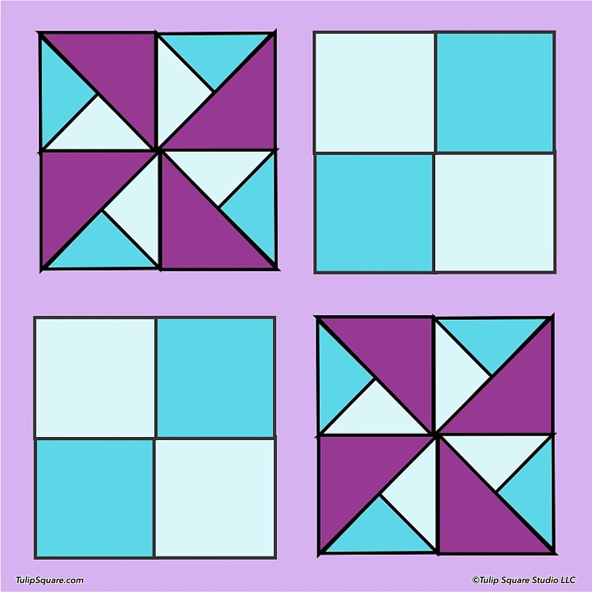 1+ 1 = 3 patterns Tulip Square Patterns for useful quilted goods