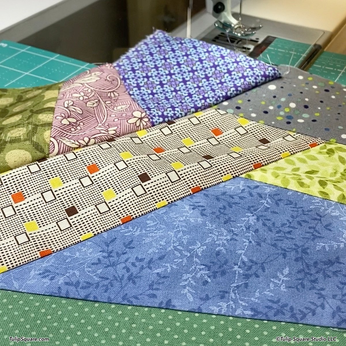 Making scrappy blocks - Tulip Square ~ Patterns for useful quilted goods