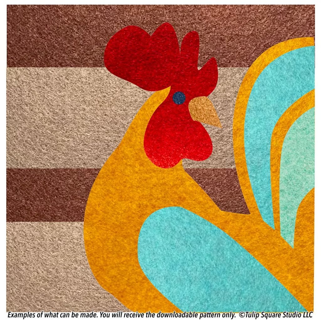 Colorful rooster made of felt appliqué