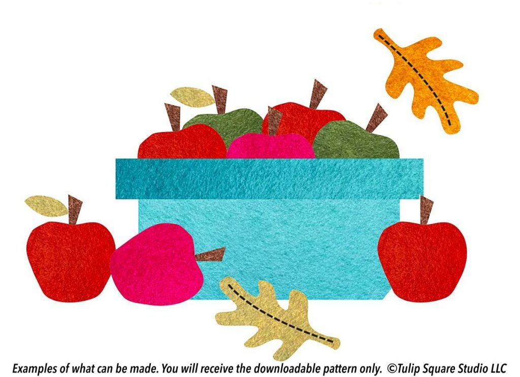 A basket of autumn apples created in felt appliqué