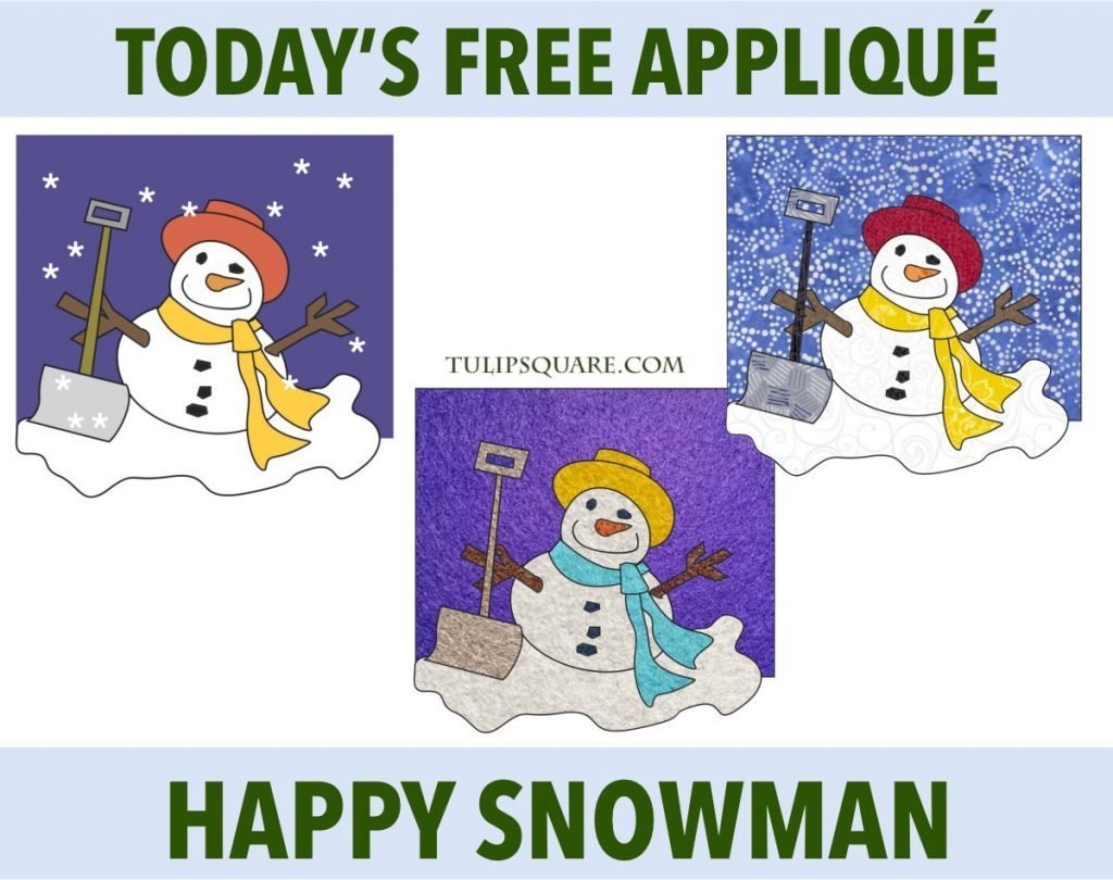 Happy Snowman Free Winter Appliqué Pattern