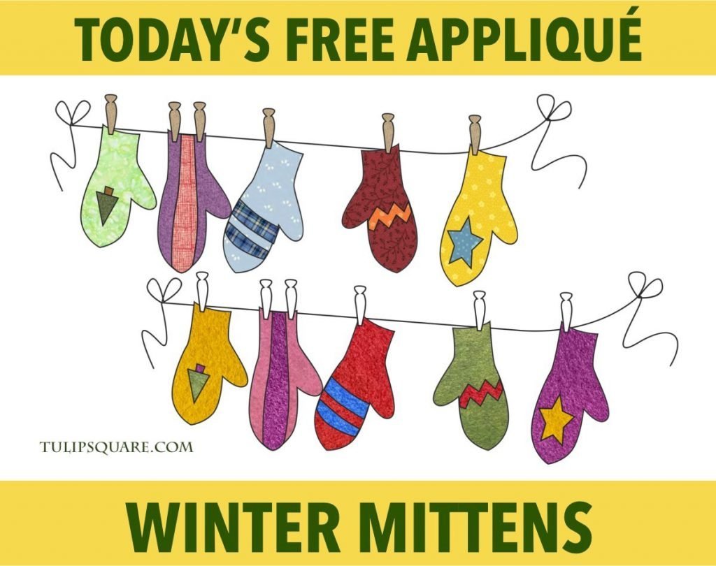 Free Appliqué Pattern - Winter Mittens