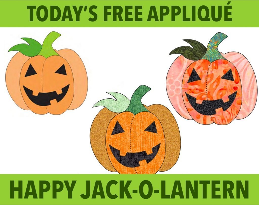 Free happy jack-o-lantern appliqué pattern