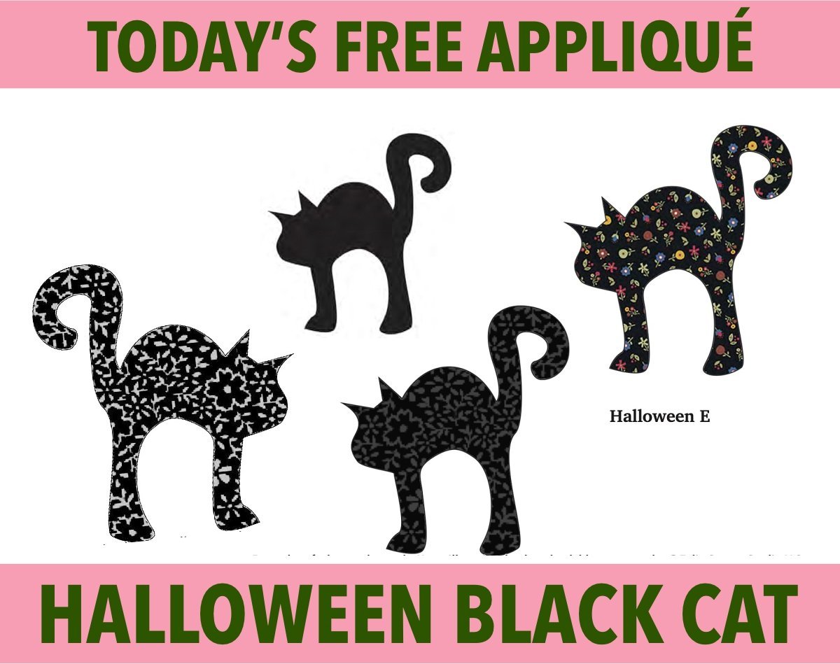 Free Halloween Appliqué Design - Black Cat - TulipSquare.com