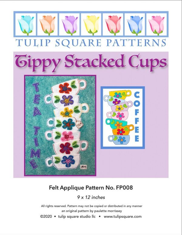 Tippy Stacked Cups Felt Appliqué Pattern Cover