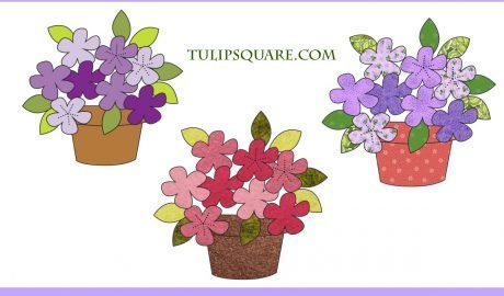 Free Flower Appliqué Pattern - Potted Violets