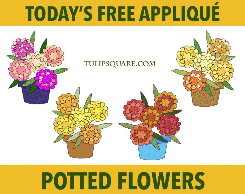 Potted Flowers Free Appliqué Pattern