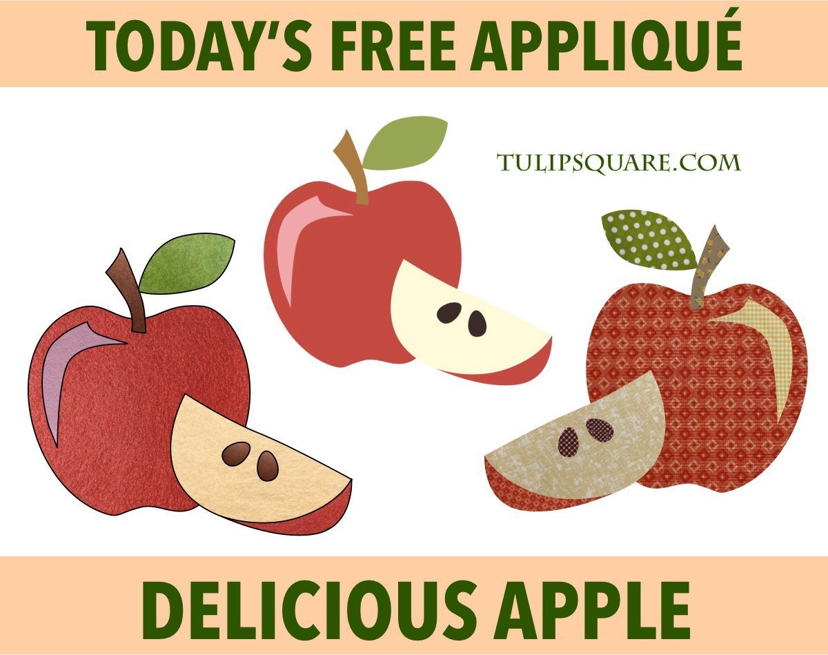 Free Fruit Appliqué Pattern - Delicious Apple - TulipSquare.com