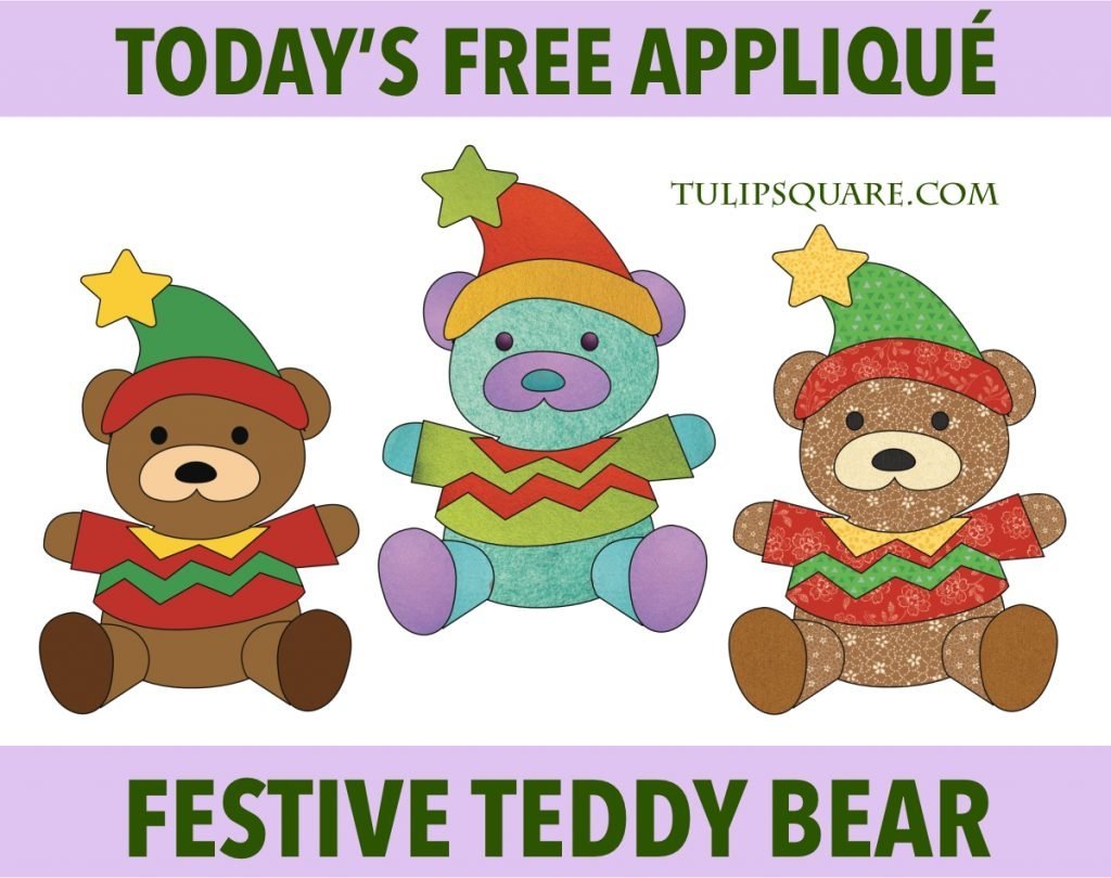 Free Christmas Appliqué Pattern - Festive Teddy Bear