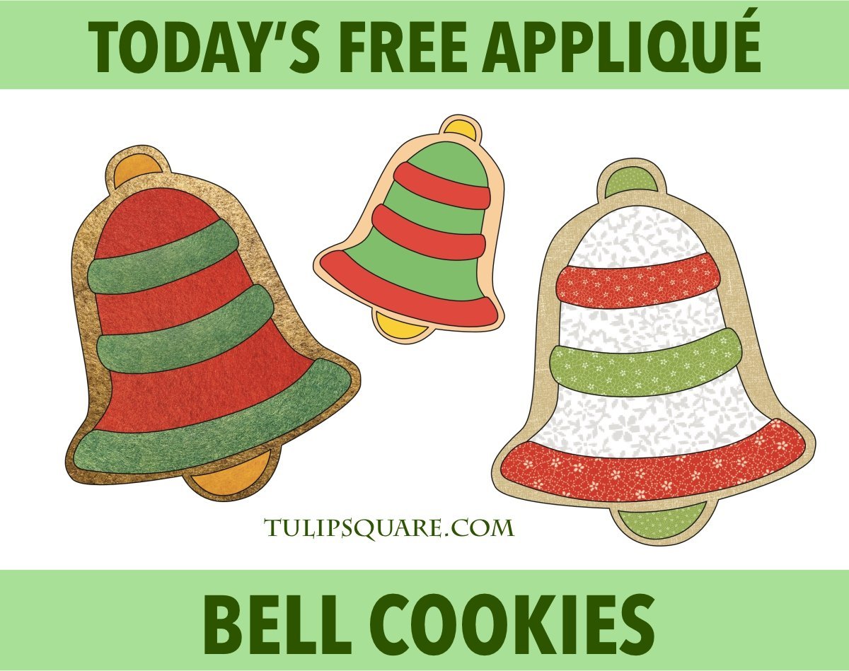 Free Appliqué Pattern - Christmas Bell Cookie - TulipSquare.com