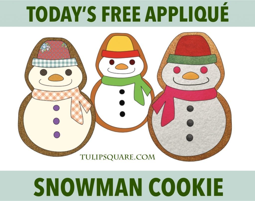 Free Appliqué Pattern - Snowman Christmas Cookie