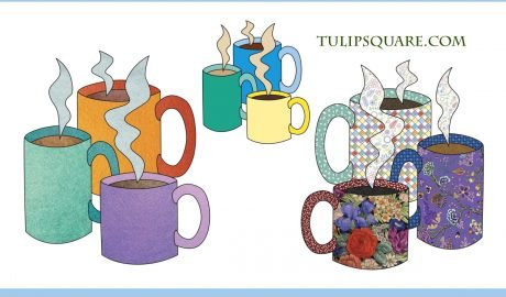 Free Appliqué Pattern - Cocoa and Coffee Mugs