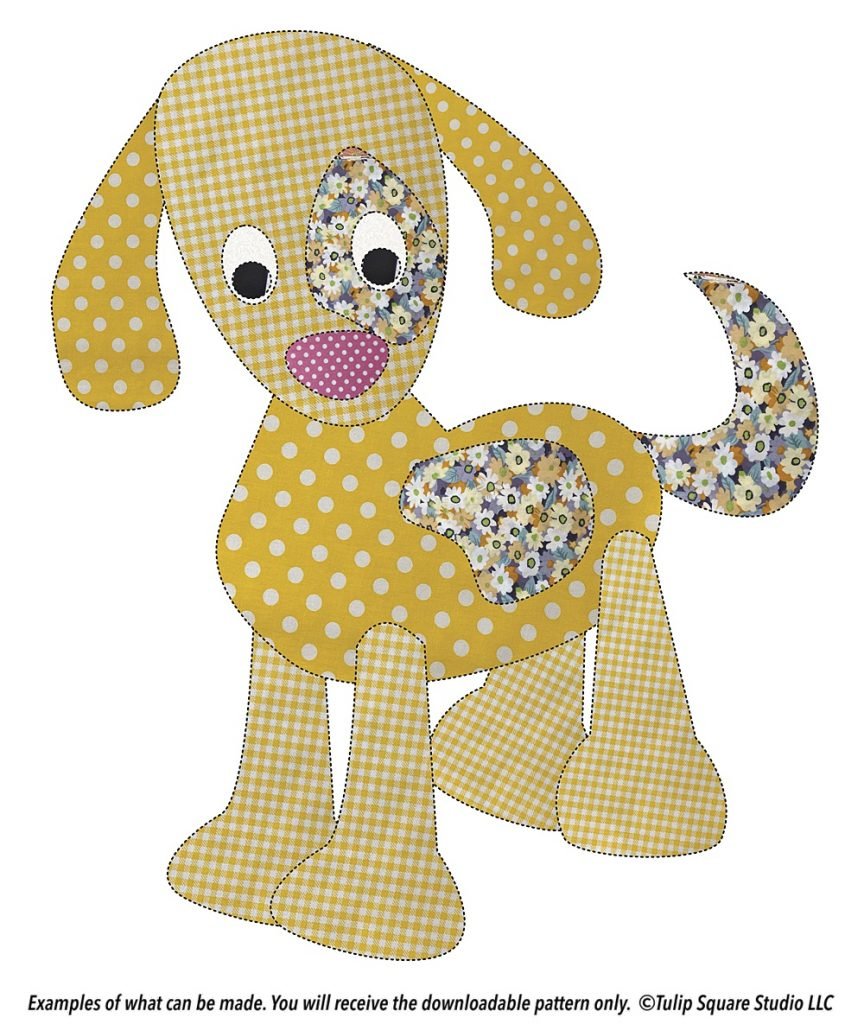 Free Appliqué Pattern - Stuffed Animal Dog - 