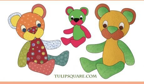 Free Appliqué Pattern - Colorful Teddy Bear