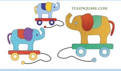 Free Kids Appliqué Pattern - Baby Elephant Pull Toy
