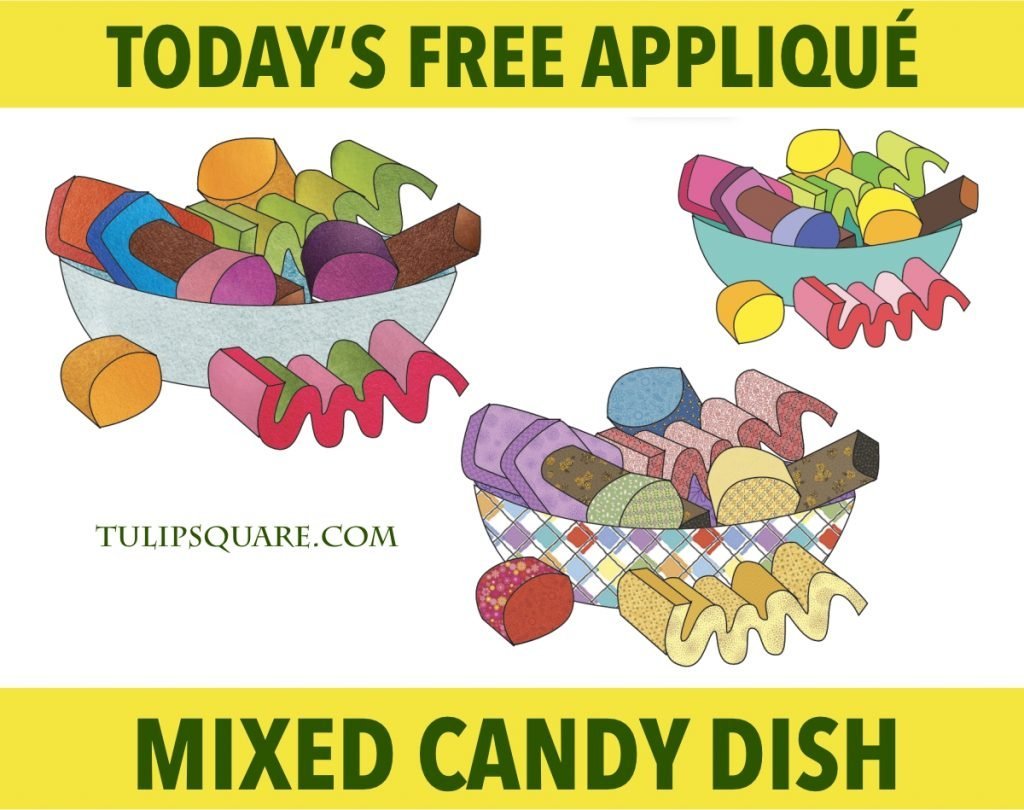 Free Sweet Appliqué Pattern - Mixed Candy Dish