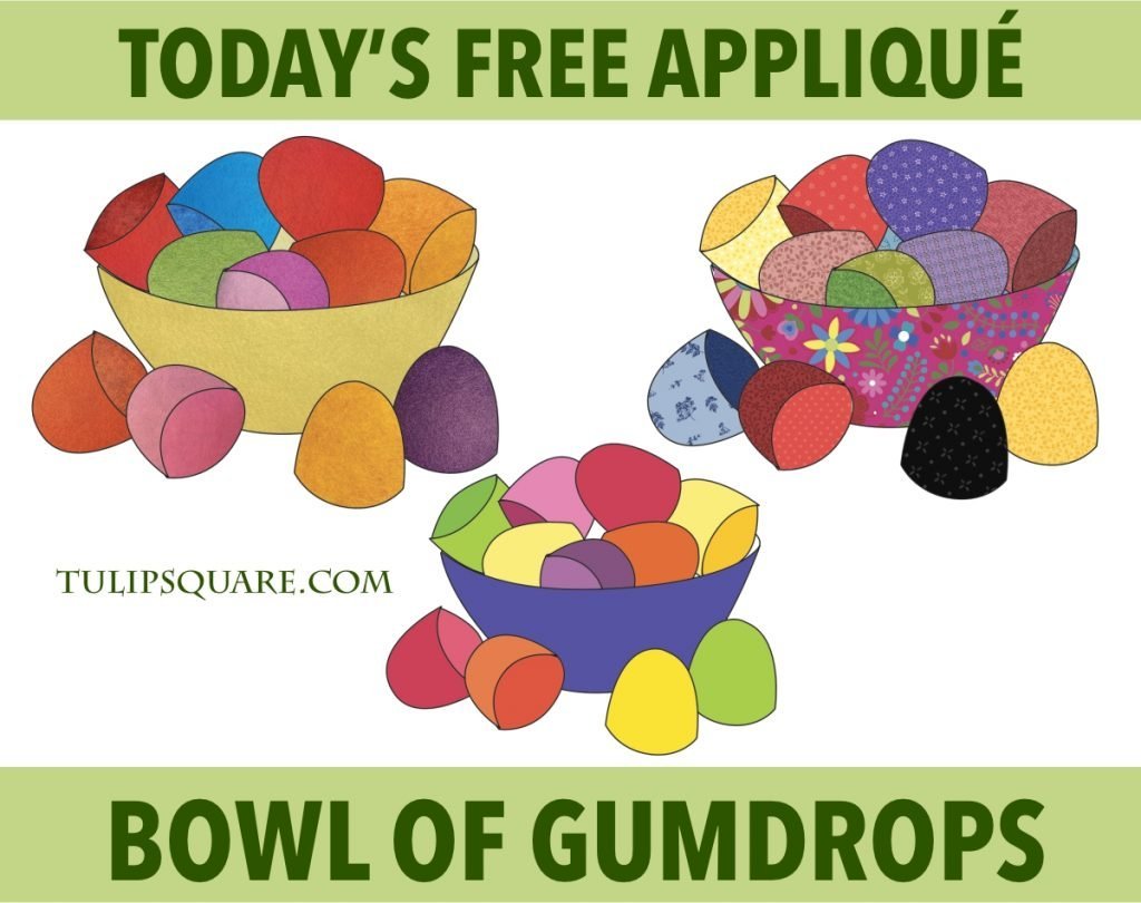 Free Sweet Appliqué Pattern - Bowl of Gumdrops