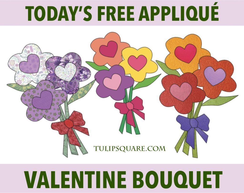 Free Valentine's Day Appliqué Pattern - Heart Flower Bouquet