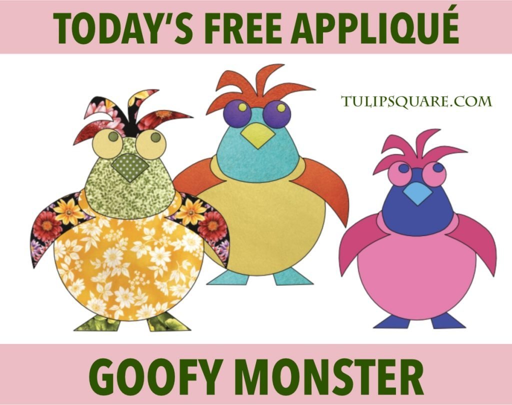 Free Appliqué Pattern - Goofy Monster