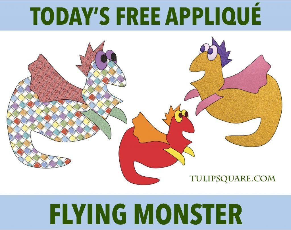 Free Appliqué Pattern - Flying Monster