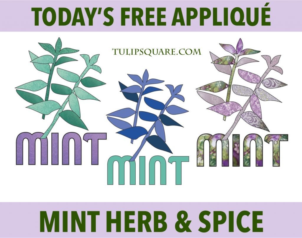 Free Herb & Spice Appliqué Pattern - Mint