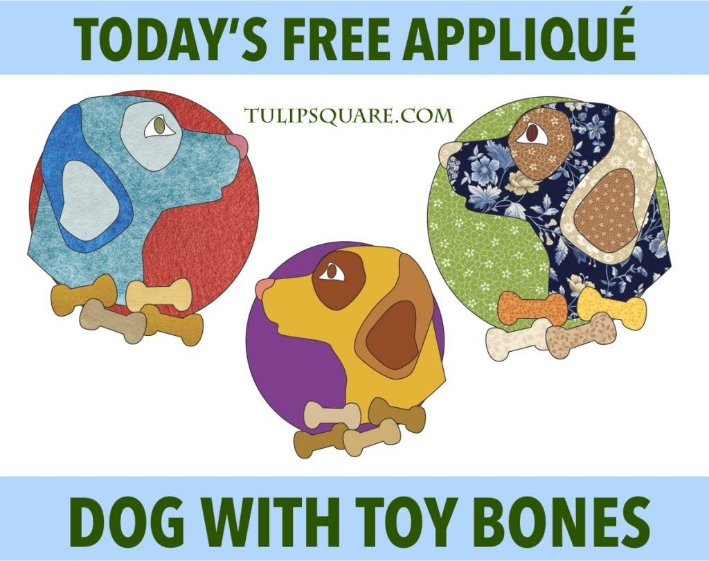 Free Dog Appliqué Pattern - Cute Dog with Toy Bones