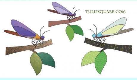 Free Insect Appliqué Pattern - Dragonfly on a Branch