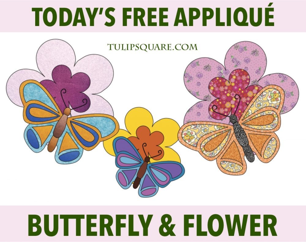 Free Insect Appliqué Pattern - Butterfly with Flower - TulipSquare.com