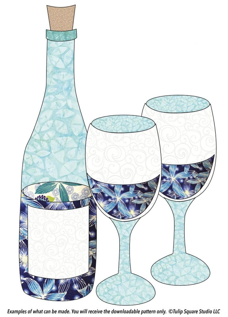 Free Appliqué Pattern - Wine and Glasses