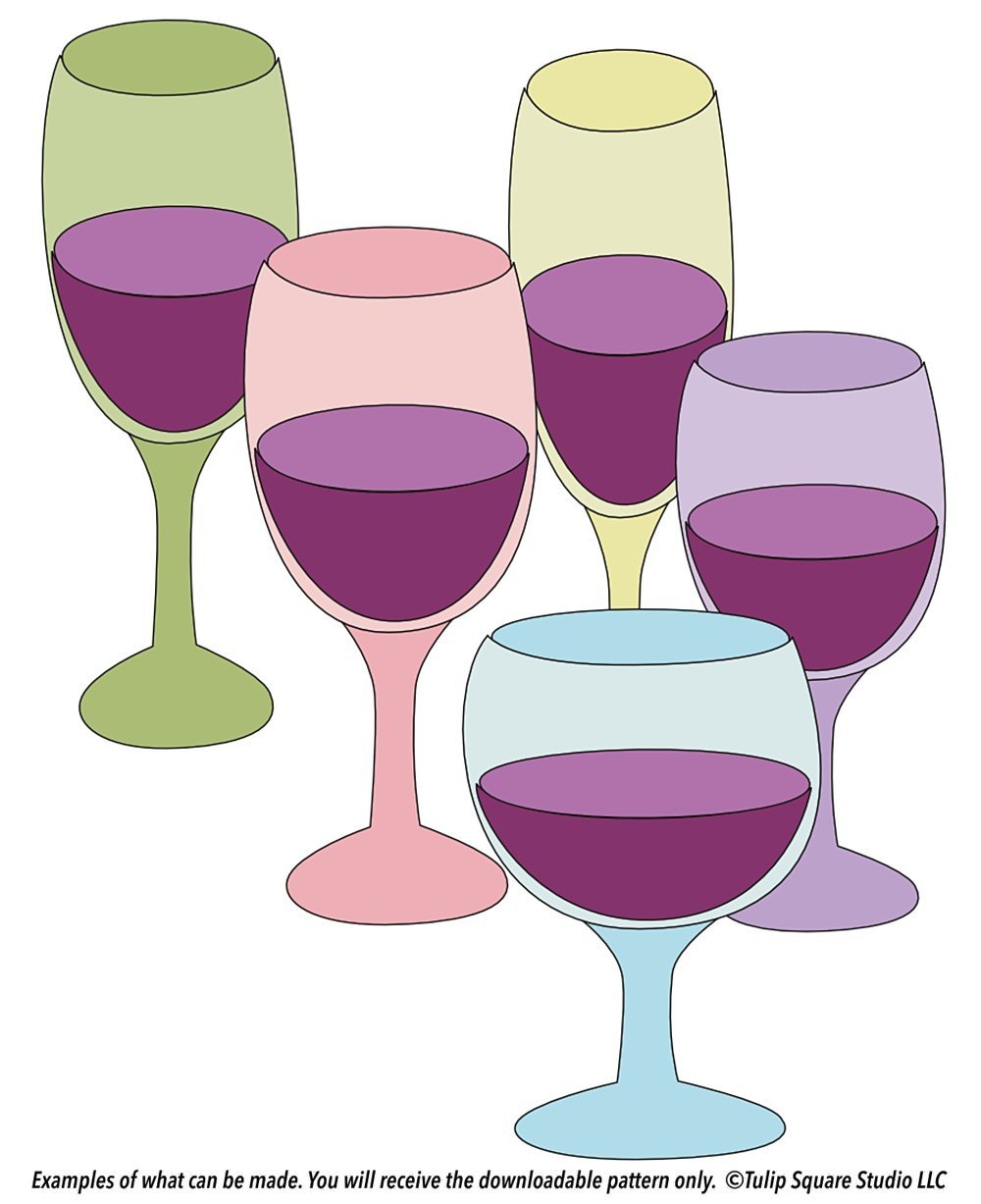 Free Appliqué Pattern - Wine Glasses - TulipSquare.com