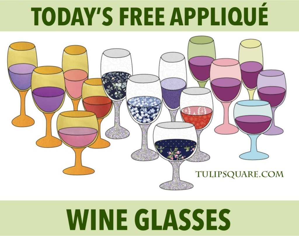 Free Appliqué Pattern - Wine Glasses