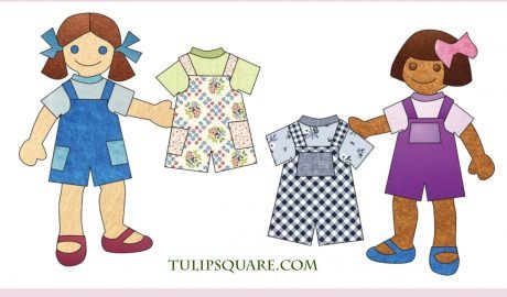 Free Appliqué Pattern - Paper Doll Outfits