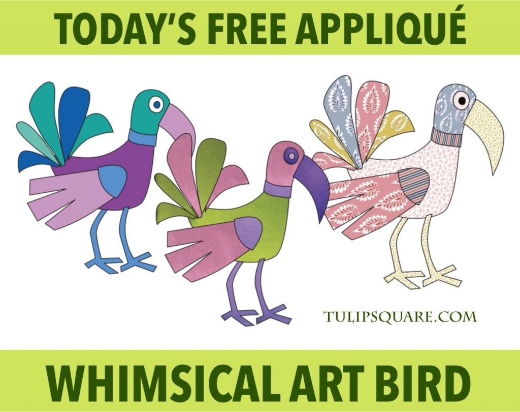 Free Appliqué Pattern - Whimsical Art Bird
