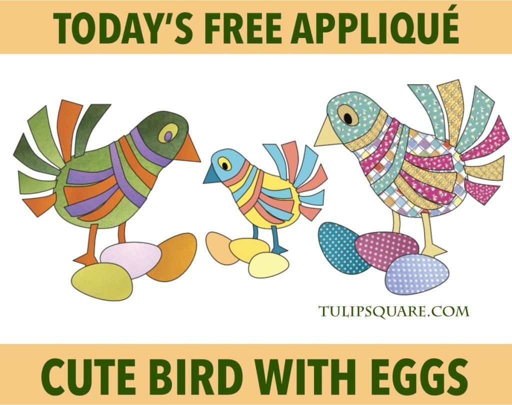 Free Appliqué Pattern - Cute Bird with Eggs