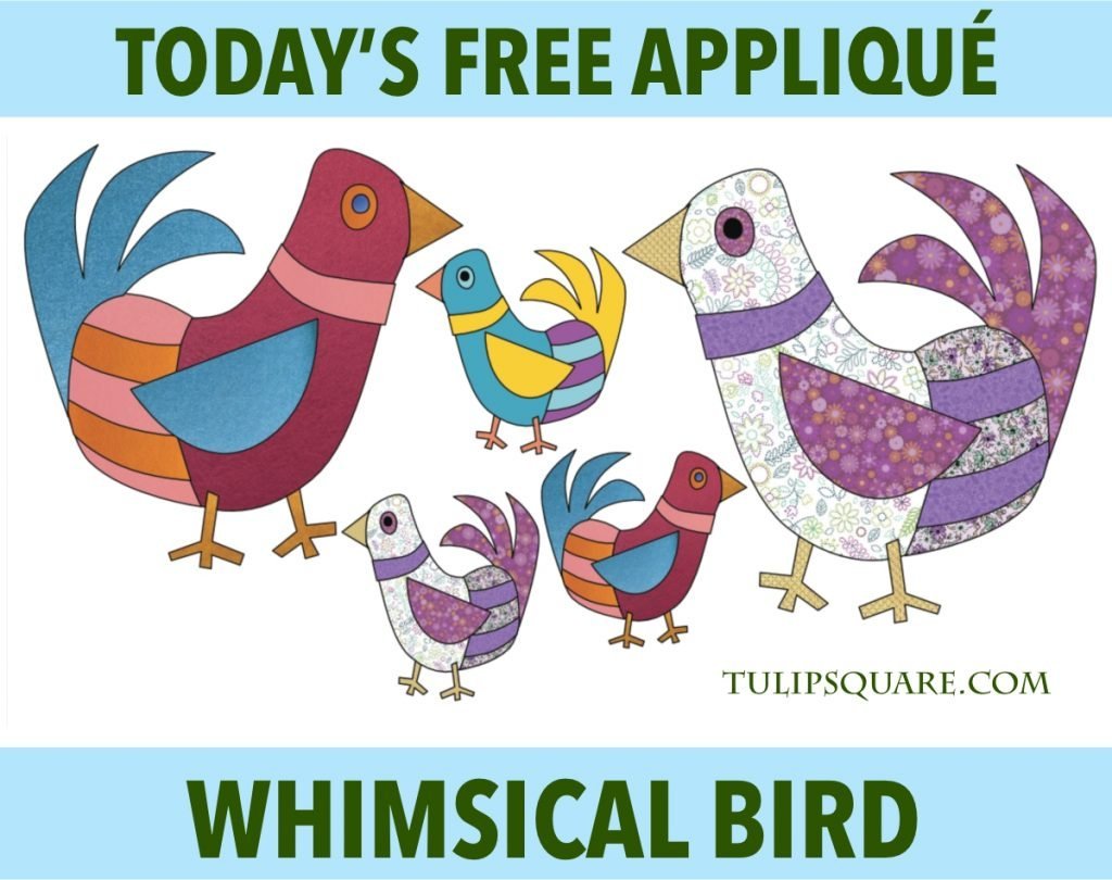 Free Appliqué Pattern - Whimsical Striped Bird