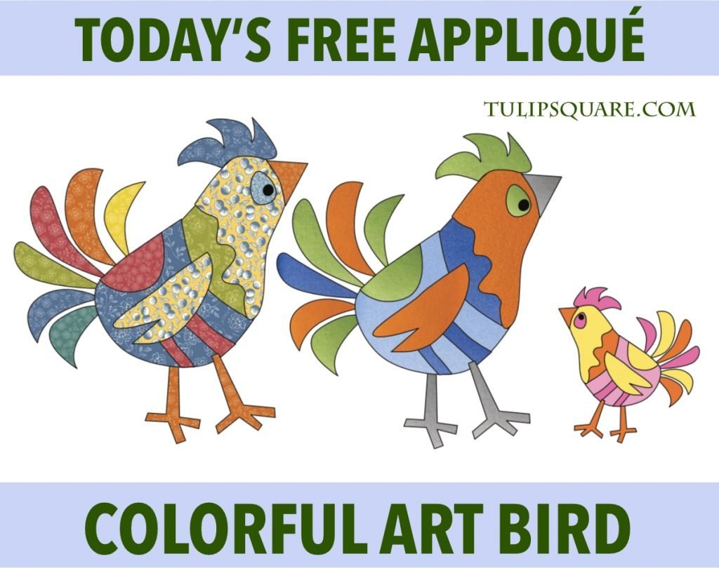 Free Appliqué Pattern - Colorful Art Bird