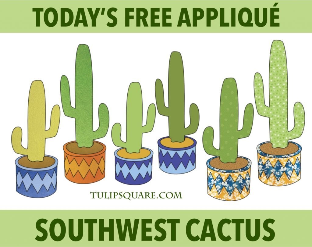 Free Appliqué Pattern - Southwest Cactus
