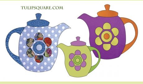 Free Appliqué Pattern - Flowered Teapot