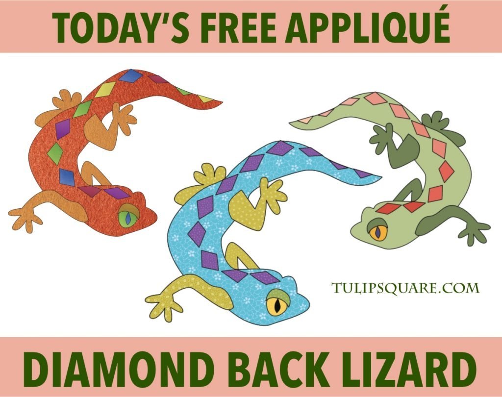 Free Appliqué Pattern - Diamond Back Lizard
