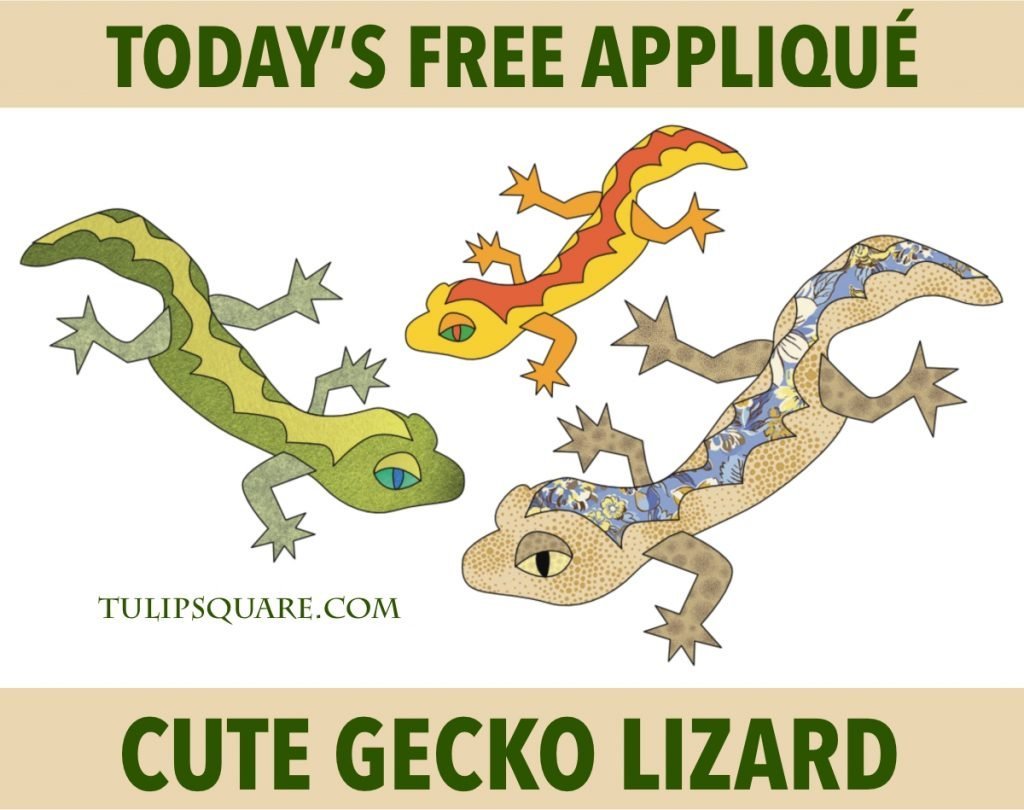 Free Appliqué Pattern - Cute Gecko Lizard