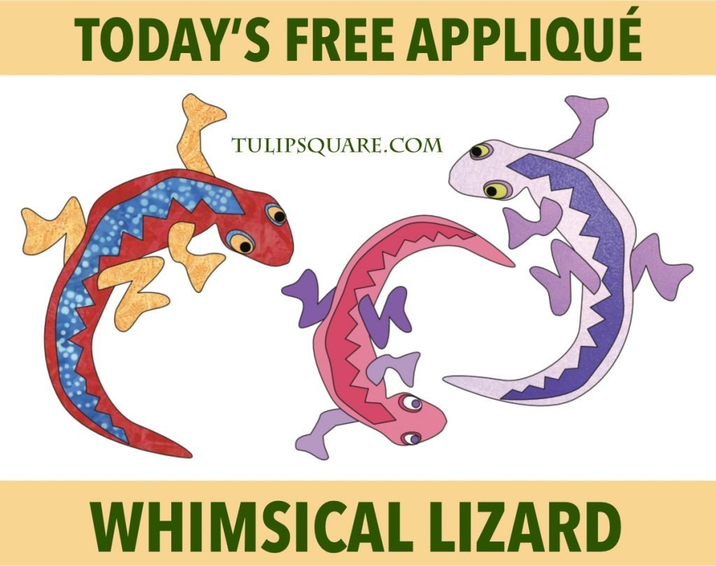 Free Appliqué Pattern - Whimsical Lizard