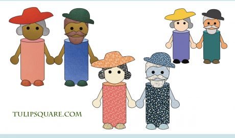 Free Appliqué Pattern - Toy People with Hats