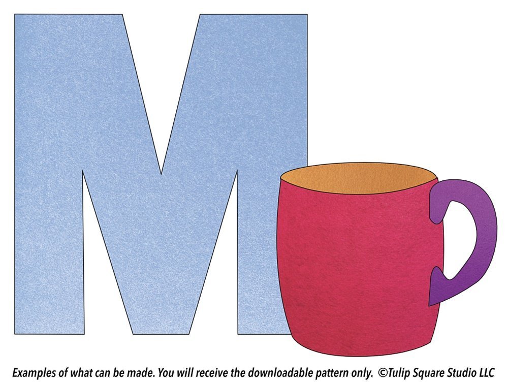 Free Alphabet Appliqué Pattern - M is for Mug