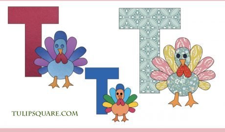 Free Alphabet Appliqué Pattern - T is for Turkey