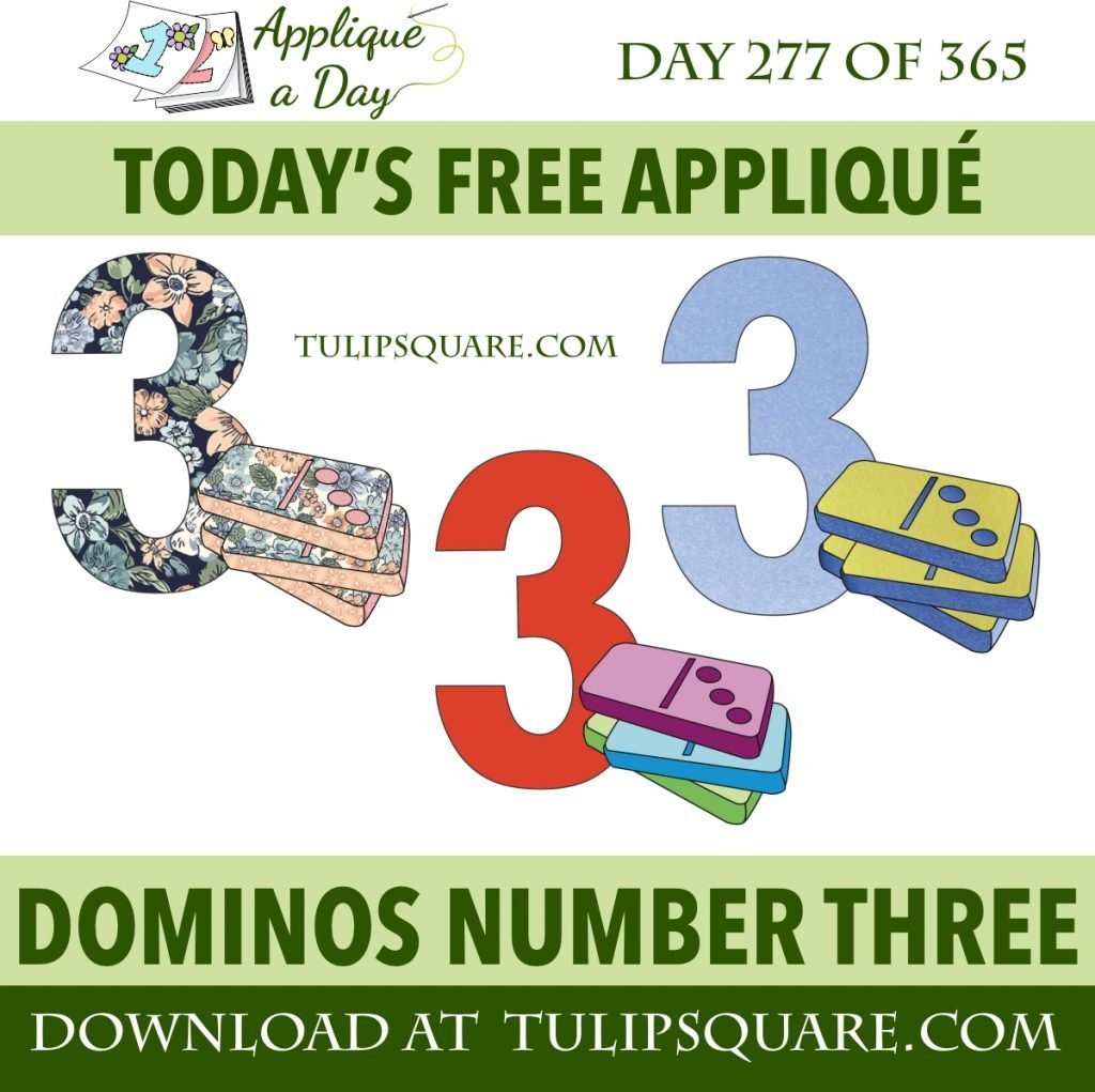 Free Dominos Appliqué Pattern - Number Three