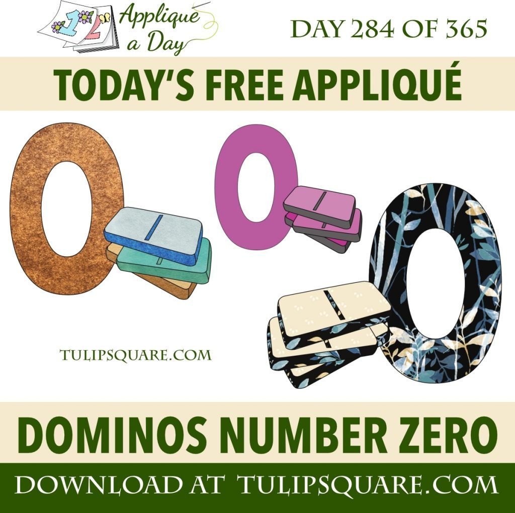 Free Dominos Appliqué Pattern - Number Zero